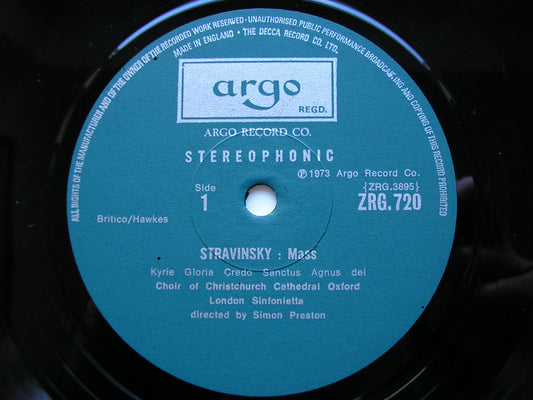 STRAVINSKY: MASS / POULENC: EASTER & CHRISTMAS MOTETS CHOIR OF CHRIST CHURCH, OXFORD / LONDON SINFONIETTA / PRESTON ZRG 720