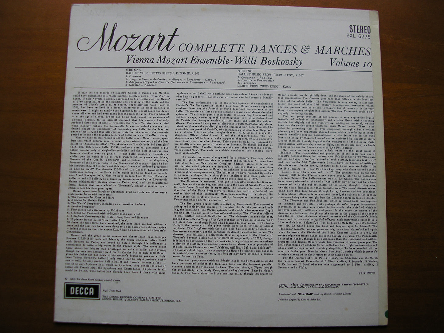 SXL 6275 MOZART: COMPLETE DANCES & MARCHES Volume 10 BOSKOVSKY / VIENNA MOZART ENSEMBLE ED2