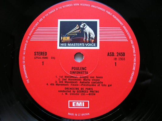 POULENC: SINFONIETTA / SUITE FRANCAISE / TWO MARCHES PRETRE / ORCHESTRE DE PARIS ASD 2450