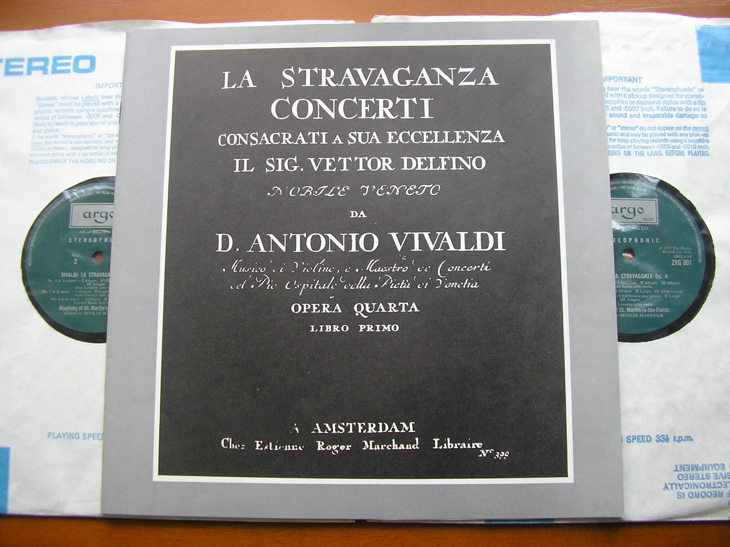 VIVALDI: LA STRAVAGANZA Op. 4       KAINE / LOVEDAY / ASMIF / MARRINER     2 LP      ZRG 800/1
