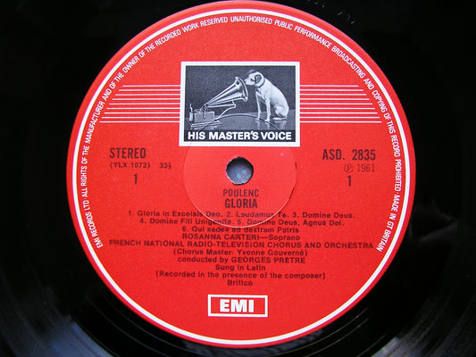POULENC: GLORIA / ORGAN CONCERTO DURUFLE / CARTERI / FRENCH NATIONAL RADIO ORCHESTRA / PRETRE ASD 2835