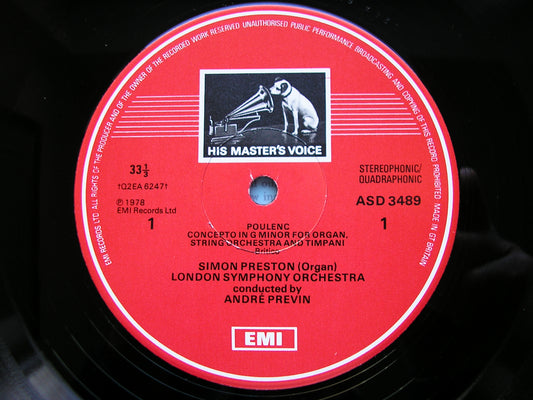 POULENC: CONCERTO FOR ORGAN, STRINGS & TIMPANI / CONCERTO CHAMPETRE PRESTON / LONDON SYMPHONY / PREVIN ASD 3489
