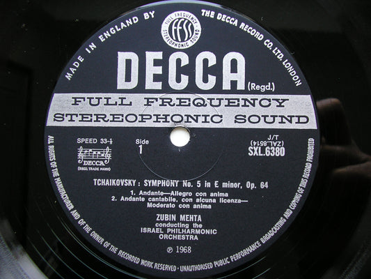 SXL 6380 TCHAIKOVSKY: SYMPHONY No. 5 MEHTA / ISRAEL PHILHARMONIC ED3