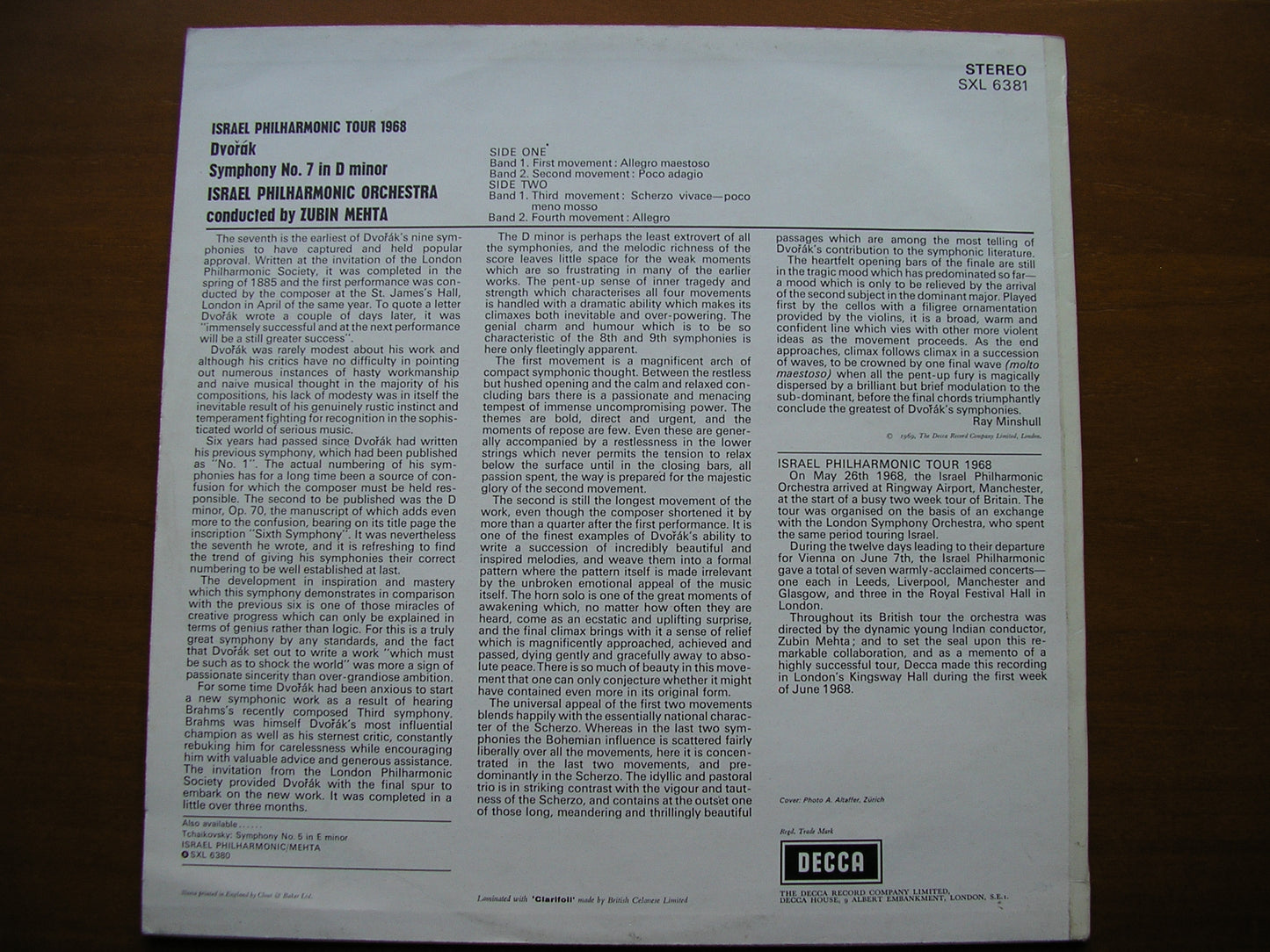 SXL 6381 DVORAK: SYMPHONY No. 7 MEHTA / ISRAEL PHILHARMONIC ED3