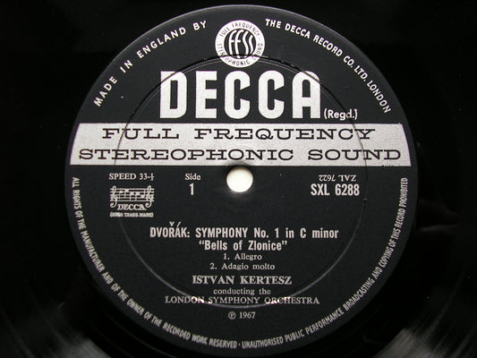 SXL 6288 DVORAK: SYMPHONY No. 1 'Bells of Zlonice' KERTESZ / LONDON SYMPHONY ED2