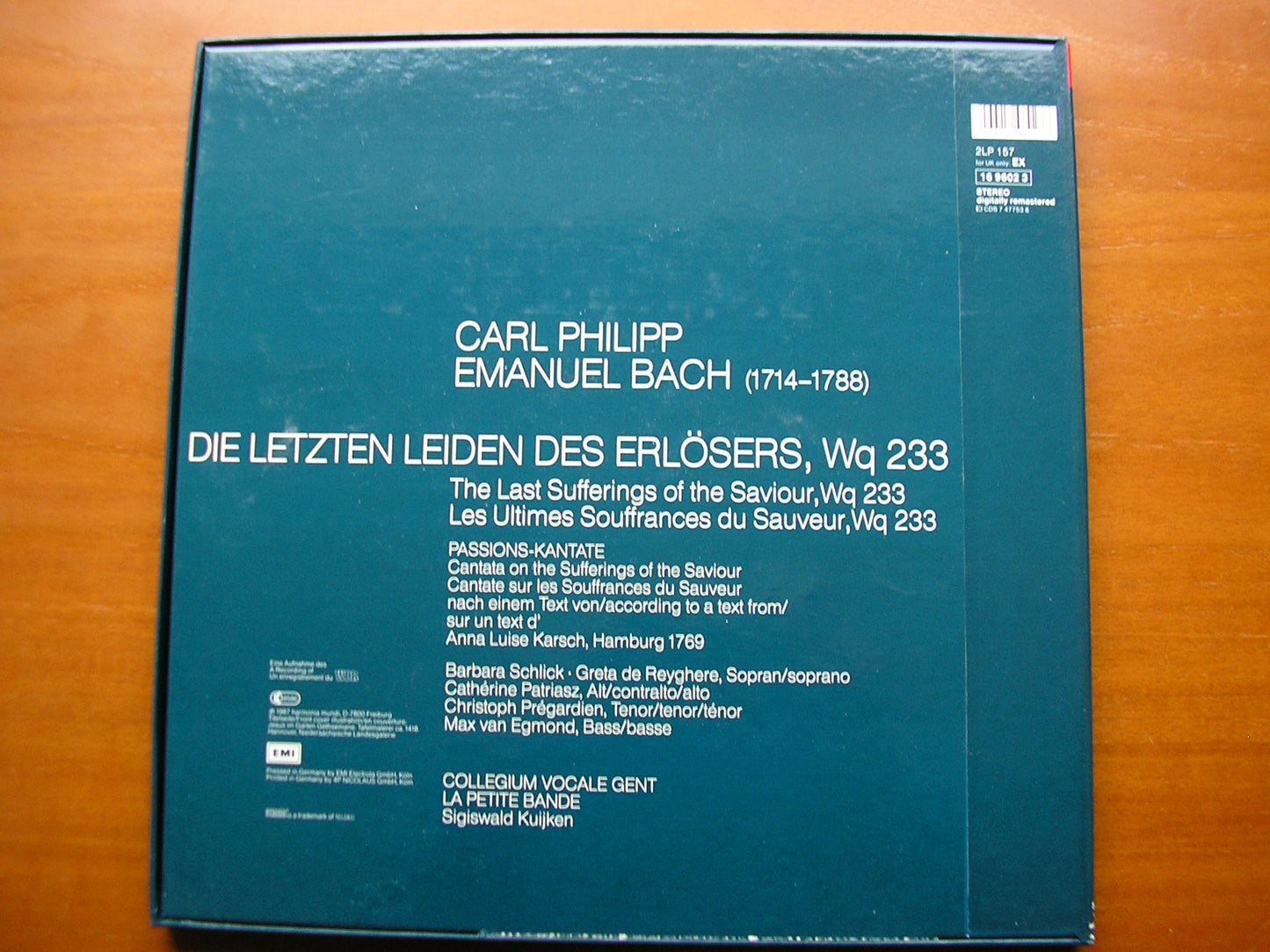 BACH, CPE: THE LAST SUFFERINGS OF THE SAVIOUR SOLOISTS / LA PETITE BAND / KUIJKEN 2LP 16 9602