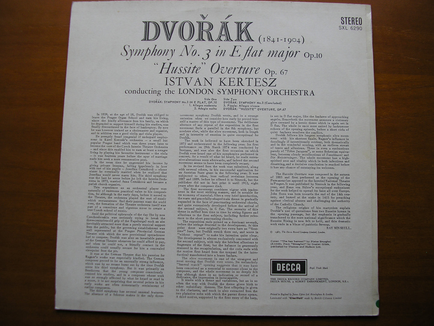 SXL 6290 DVORAK: SYMPHONY No. 3 / HUSSITE OVERTURE KERTESZ / LONDON SYMPHONY ED2