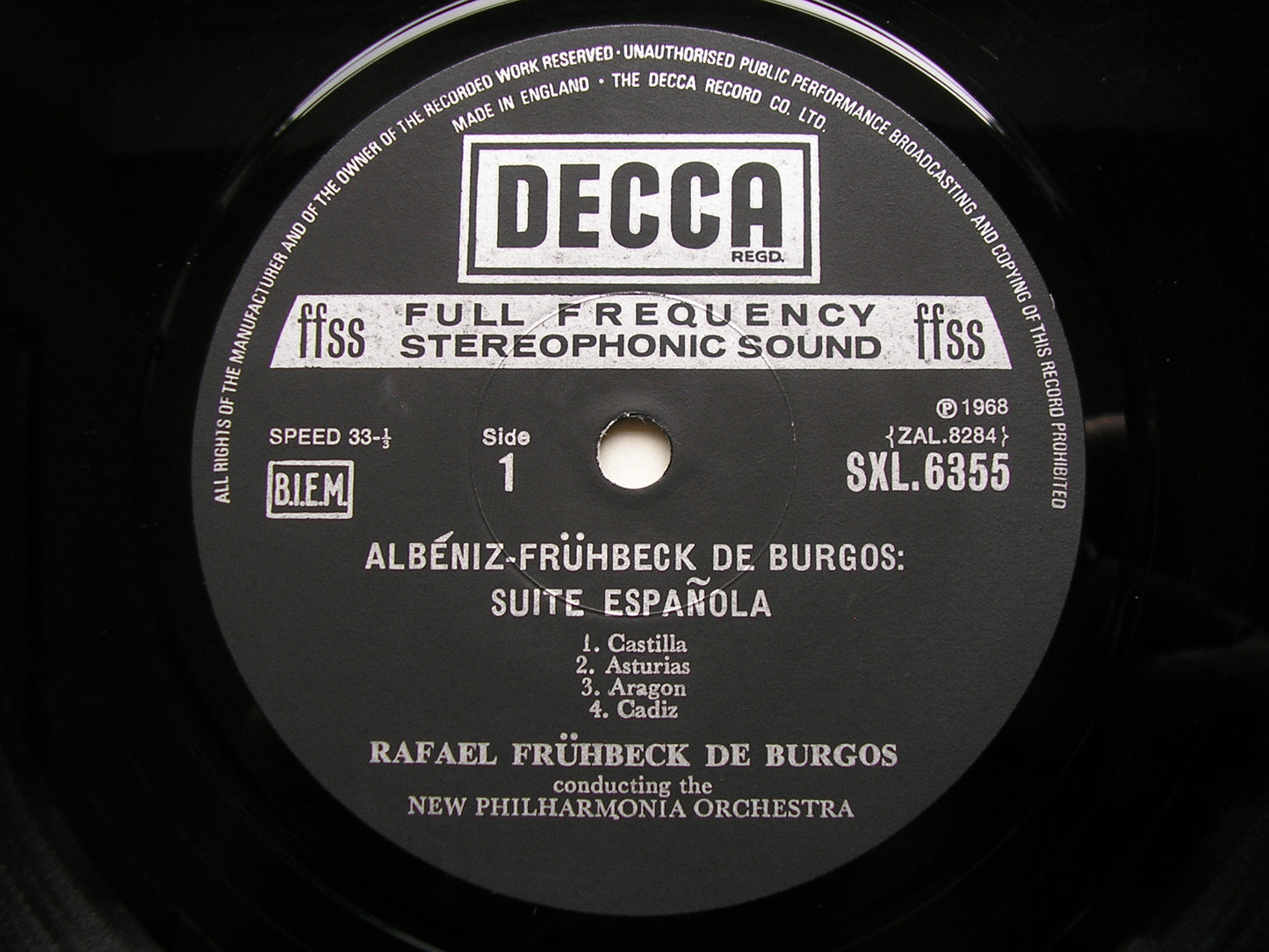 ALBENIZ: SUITE ESPANOLA     DE BURGOS / NEW PHILHARMONIA     SXL 6355