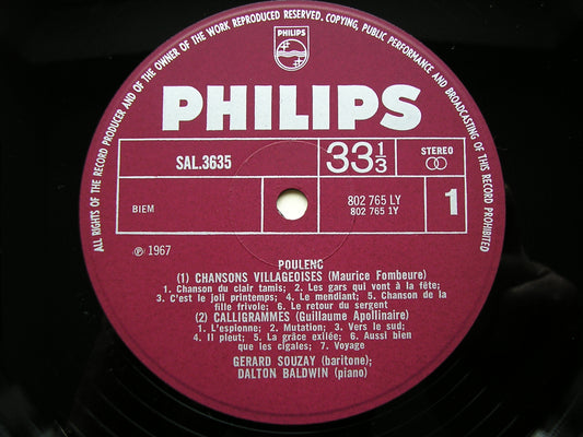 POULENC: FOUR SONG CYCLES GERARD SOUZAY / DALTON BALDWIN SAL 3635