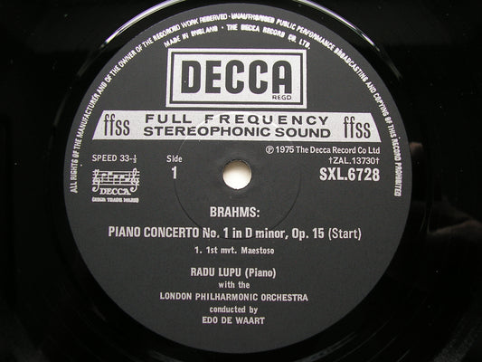BRAHMS: PIANO CONCERTO No. 1 LUPU / LONDON PHILHARMONIC / DE WAART SXL 6728