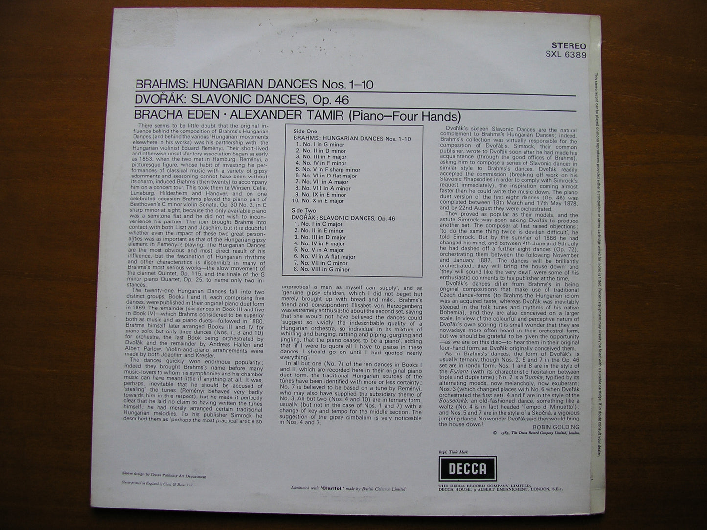 SXL 6389 BRAHMS: HUNGARIAN DNCES / DVORAK: SLAVONIC DANCES EDEN & TAMIR ED3