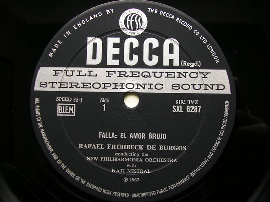 SXL 6287 FALLA / GRANADOS / RAVEL: ORCHESTRAL WORKS DE BURGOS / NEW PHILHARMONIA ED2