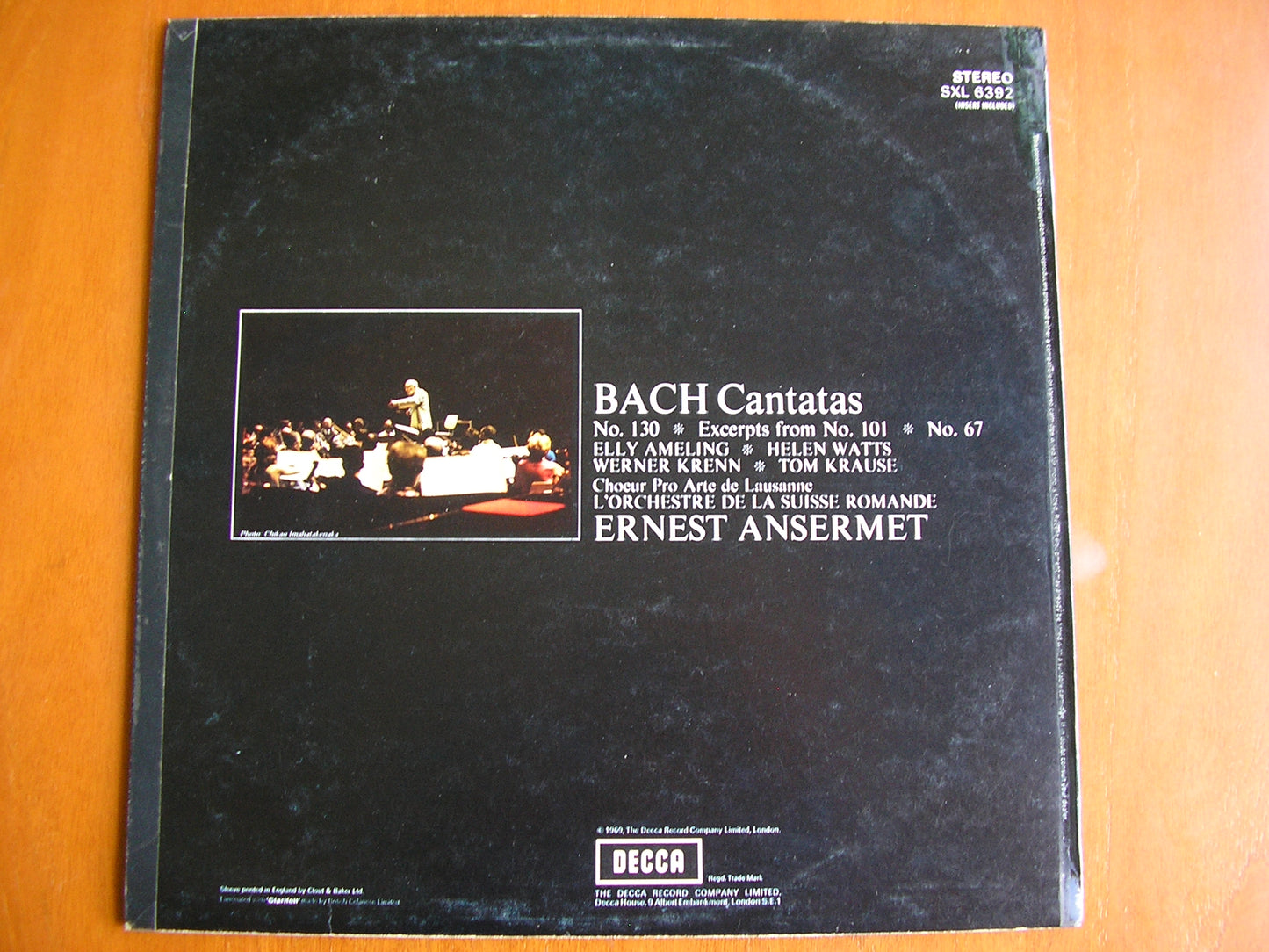 SXL 6392 BACH: CANTATAS Nos. 67 / 130 / 101 excerpts SOLOISTS / SUISSE ROMANDE / ANSERMET ED3