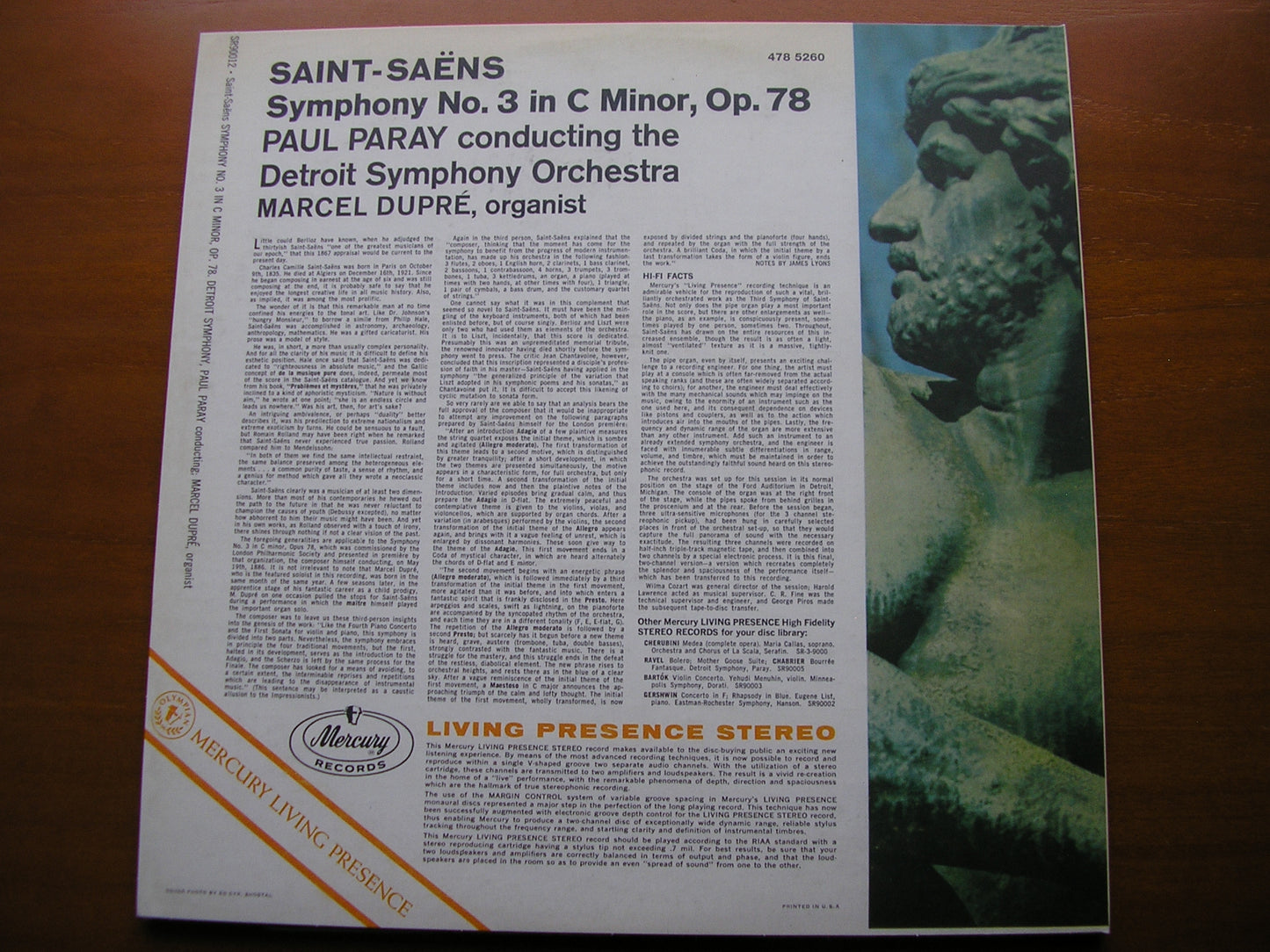 SAINT-SAENS: SYMPHONY No. 3 DUPRE / DETROIT SYMPHONY / PARAY SR90012