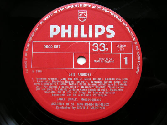 ARIE AMOROSE: CACCINI / CALDARA / PERGOLESI / PICCINNI / CESTI / GIORDANI JANET BAKER / ASMIF / MARRINER 9500 557