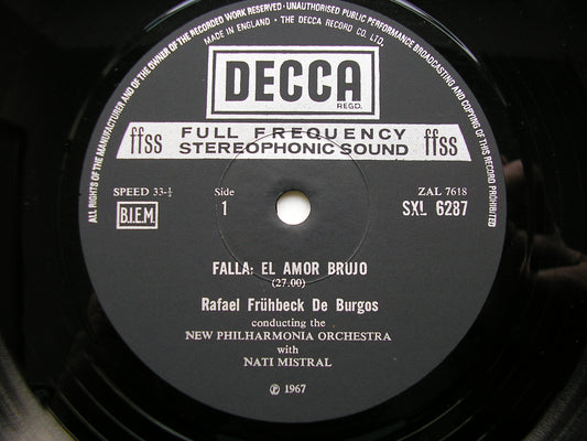 SXL 6287 FALLA / GRANADOS / RAVEL: ORCHESTRAL WORKS DE BURGOS / NEW PHILHARMONIA ED4