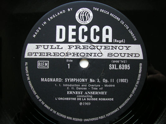 SXL 6395 MAGNARD: SYMPHONY No. 3 / LALO: SCHERZO ANSERMET / SUISSE ROMANDE ED3
