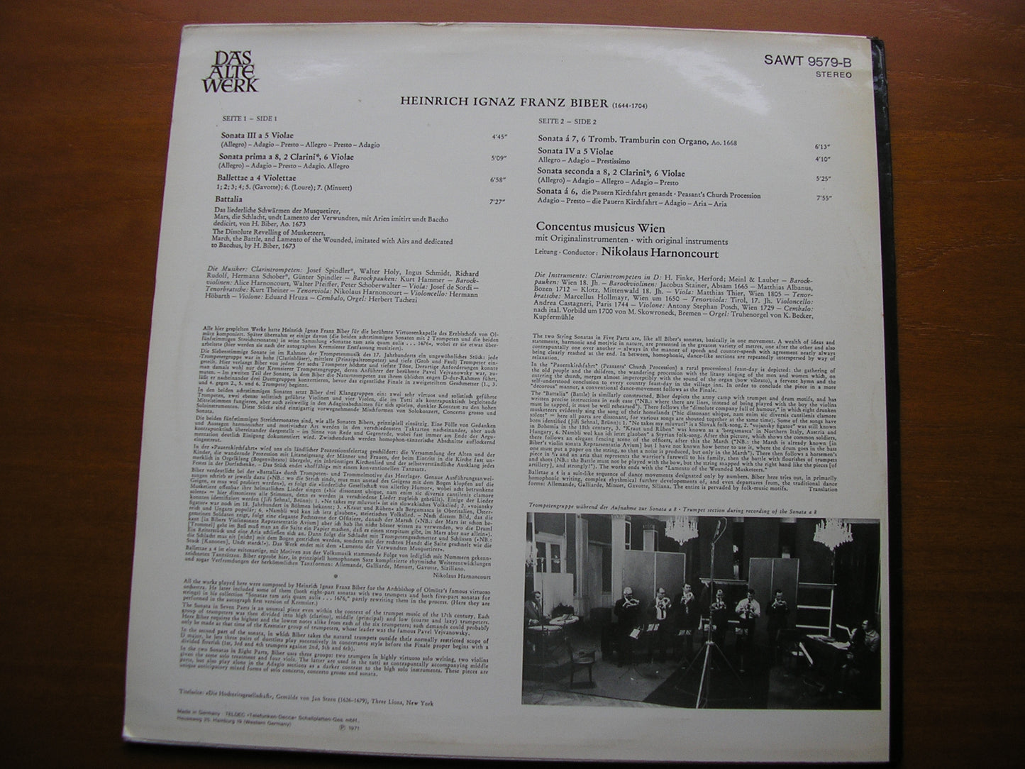 BIBER: BATTALIA / SONATAE / BALLETTAE     CONCENTUS MUSICUS WIEN / HARNONCOURT   SAWT 9579
