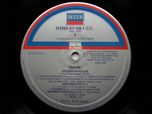 POULENC: PIANO MUSIC PASCAL ROGE 417 438