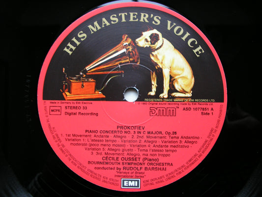 POULENC: PIANO CONCERTO / PROKOFIEV: PIANO CONCERTO No. 3 OUSSET / BOURNEMOUTH SYMPHONY / BARSHAI ASD 1077851