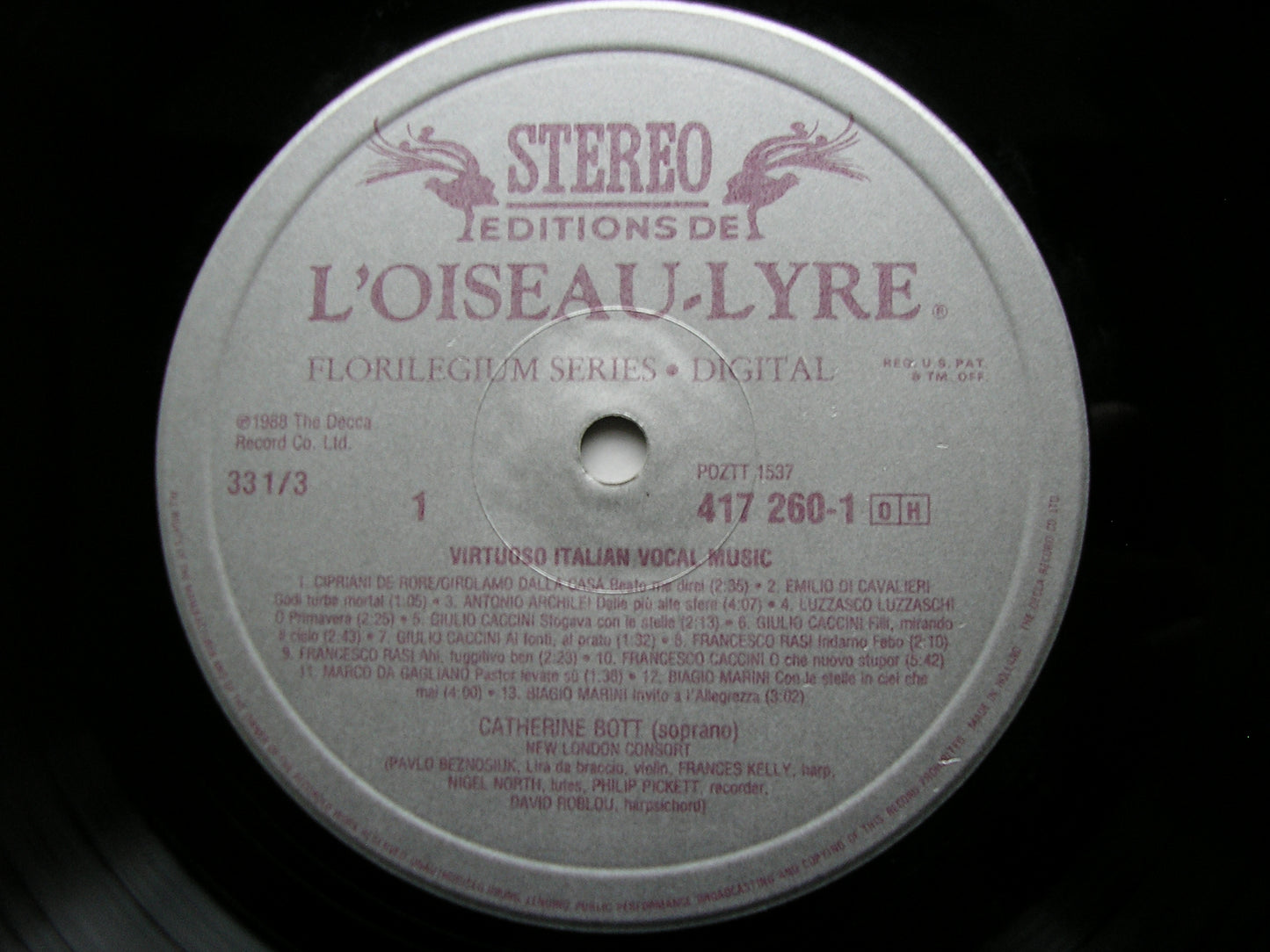 VIRTUOSO ITALIAN VOCAL MUSIC: DA CAVALIERI / FRESCOBALDI / MONTEVERDI / CACCINI / ROSSI BOTT / NEW LONDON CONSORT / PICKETT 417 260