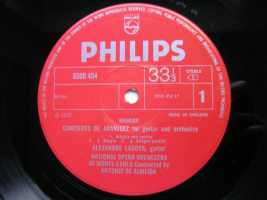RODRIGO: CONCIERTO DE ARANJUEZ / FANTASIA PARA UN GENTILHOMBRE    LAGOYA / MONTE CARLO ORCHESTRA / DE ALMEIDA      6500 454