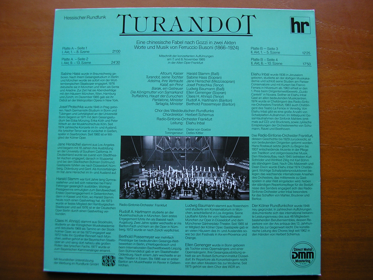 BUSONI: TURANDOT SOLOISTS / FRANKFURT RADIO SYMPHONY / INBAL 2LP 66.28 354