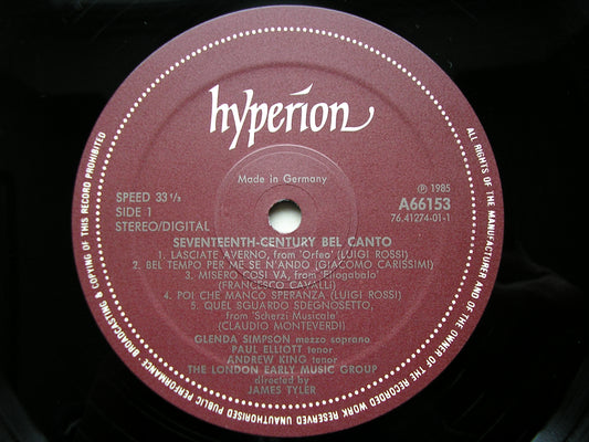 17th CENTURY BEL CANTO: CAVALLI / ROSSI / MONTEVERDI / CARISSIMI SOLOISTS / LONDON EARLY MUSIC GROUP A66153