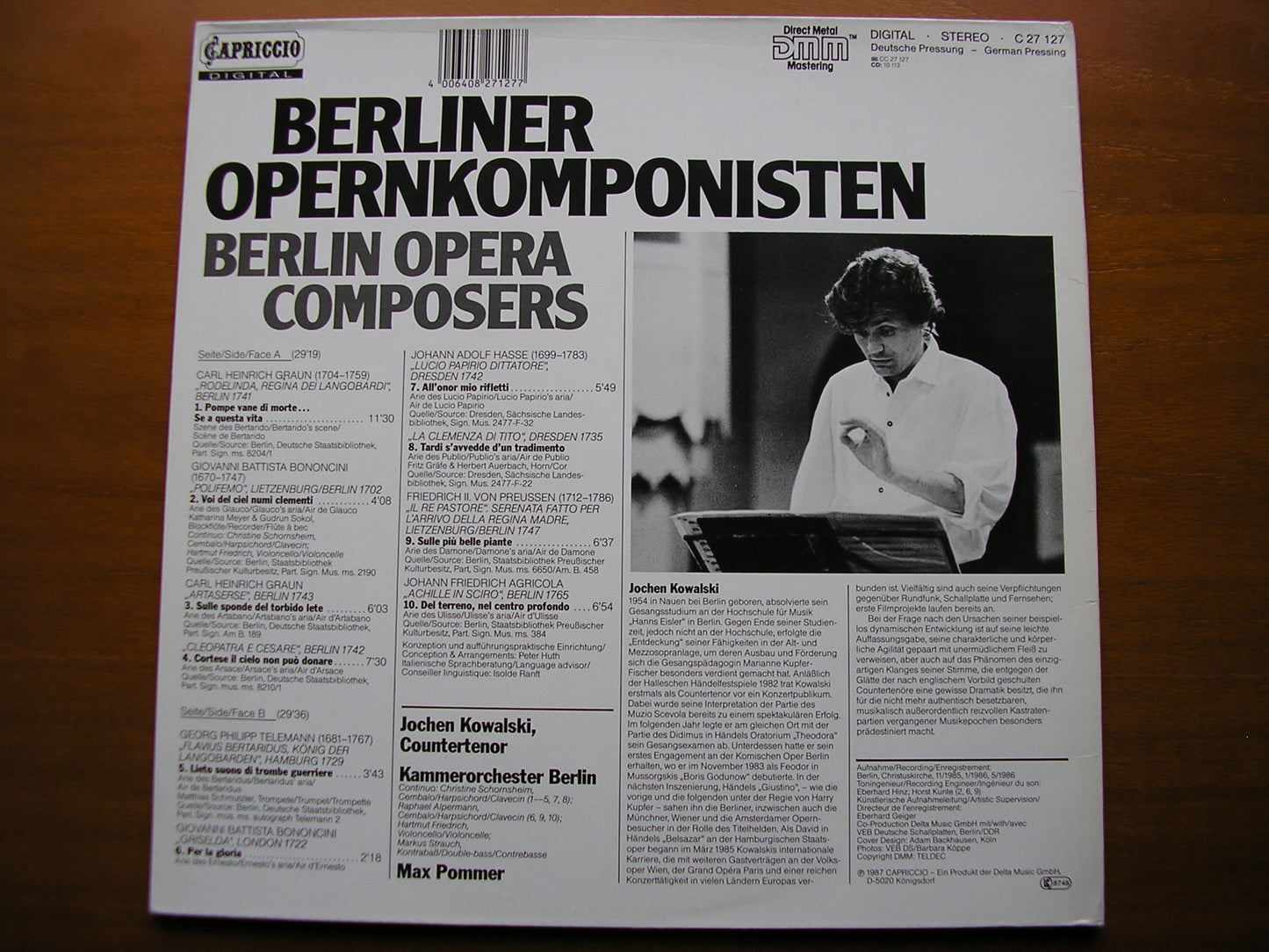BERLIN OPERA COMPOSERS: HASSE / GRAUN / BONONCINI / FRIEDRICH 11 / TELEMANN JOCHEN KOWALSKI / BERLIN CHAMBER ORCHESTRA / POMMER C27 127