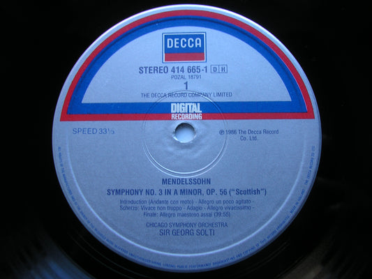 MENDELSSOHN: SYMPHONIES Nos. 3 & 4    SOLTI / CHICAGO SYMPHONY   414 665
