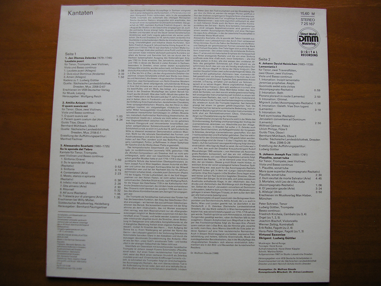 CANTATAS FROM THE COURT OF DRESDEN: ARIOSTI / FUX / ZELENKA / SCARLATTI SCHREIER / VIRTUOSI SAXONIAE / GUTTLER 7 25 167