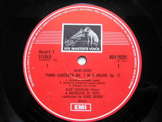 SAINT-SAENS: THE FIVE PIANO CONCERTOS    CICCOLINI / ORCHESTRA DE PARIS / BAUDO    SLS 802