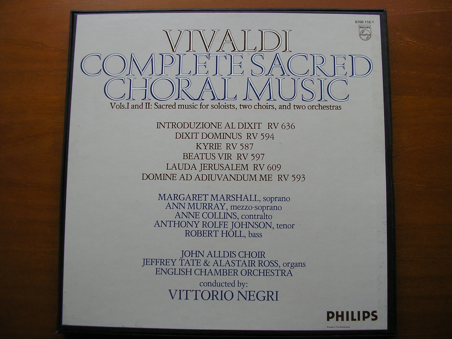 VIVALDI: COMPLETE SACRED CHORAL MUSIC SOLOISTS / ENGLISH CHAMBER ORCHESTRA / NEGRI 6700 116