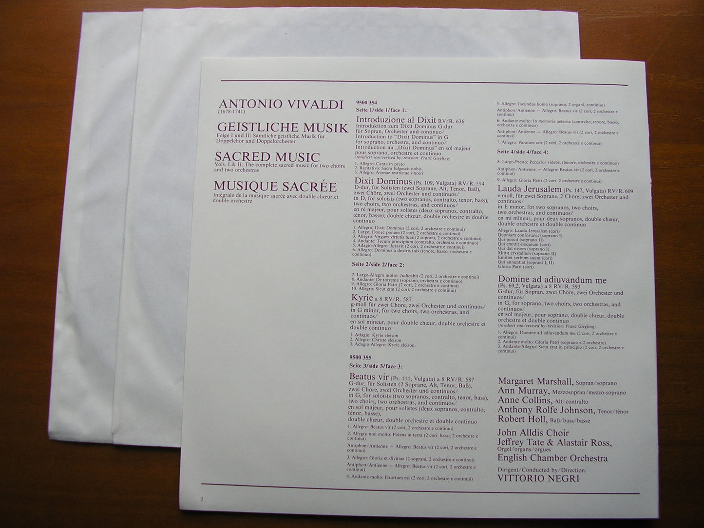 VIVALDI: COMPLETE SACRED CHORAL MUSIC SOLOISTS / ENGLISH CHAMBER ORCHESTRA / NEGRI 6700 116