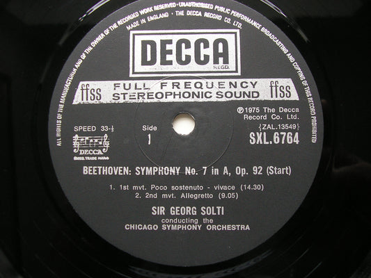 BEETHOVEN: SYMPHONY No. 7 / OVERTURE 'Coriolan'       SOLTI / CHICAGO SYMPHONY     SXL 6764     SXL 6764
