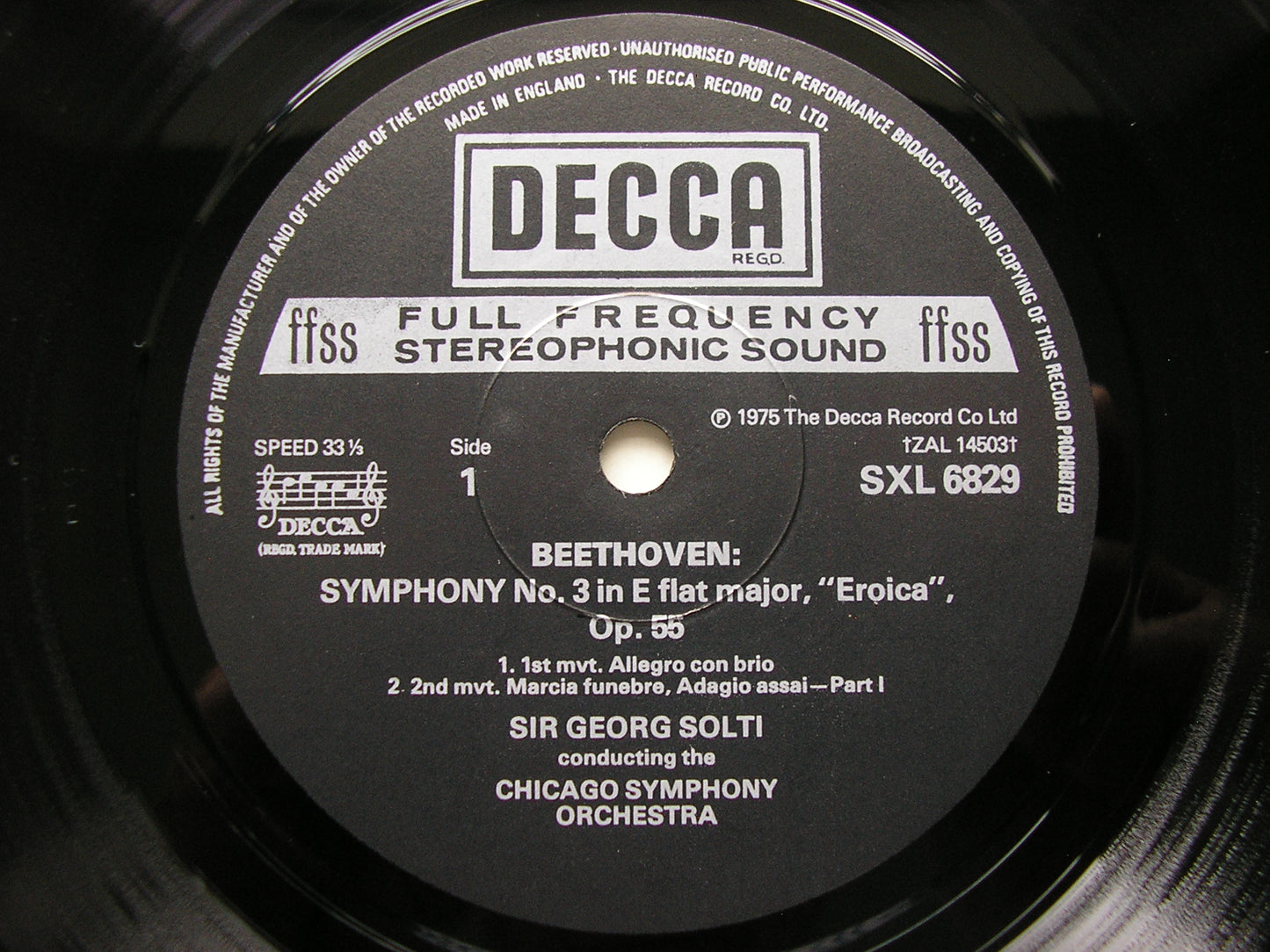 BEETHOVEN: SYMPHONY No. 3 'Eroica' SOLTI / CHICAGO SYMPHONY SXL 6829