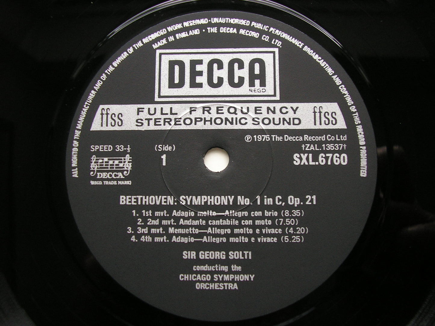 BEETHOVEN: SYMPHONIES Nos. 1 & 8 SOLTI / CHICAGO SYMPHONY SXL 6760