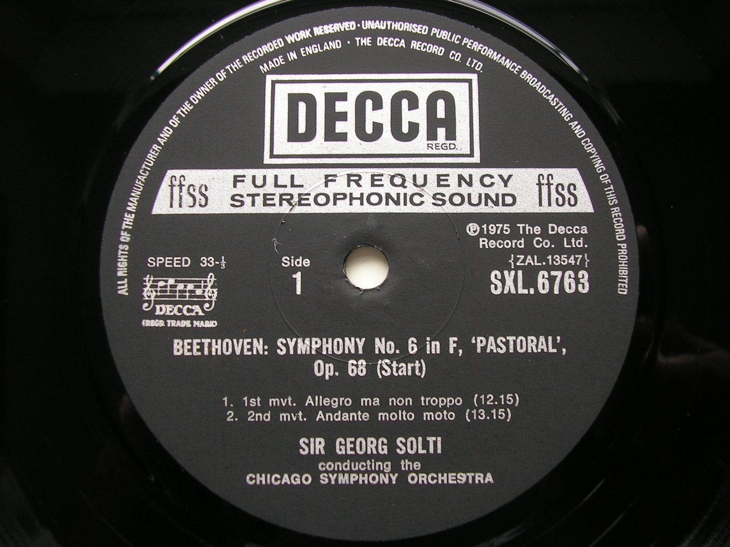BEETHOVEN SYMPHONY No. 6 'Pastoral' SOLTI / CHICAGO SYMPHONY SXL 6763