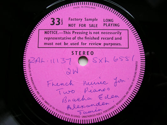 FRENCH MUSIC FOR TWO PIANOS: POULENC / DEBUSSY / SATIE EDEN & TAMIR test pressing SXL 6551