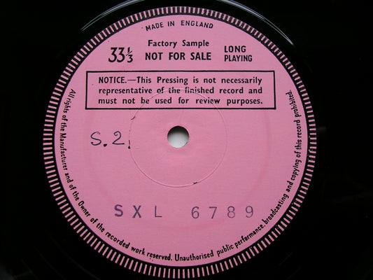 BEETHOVEN: VIOLIN SONATAS Op. 12 No. 3 & Op. 30 No. 3 PERLMAN / ASHKENAZY test pressing SXL 6789