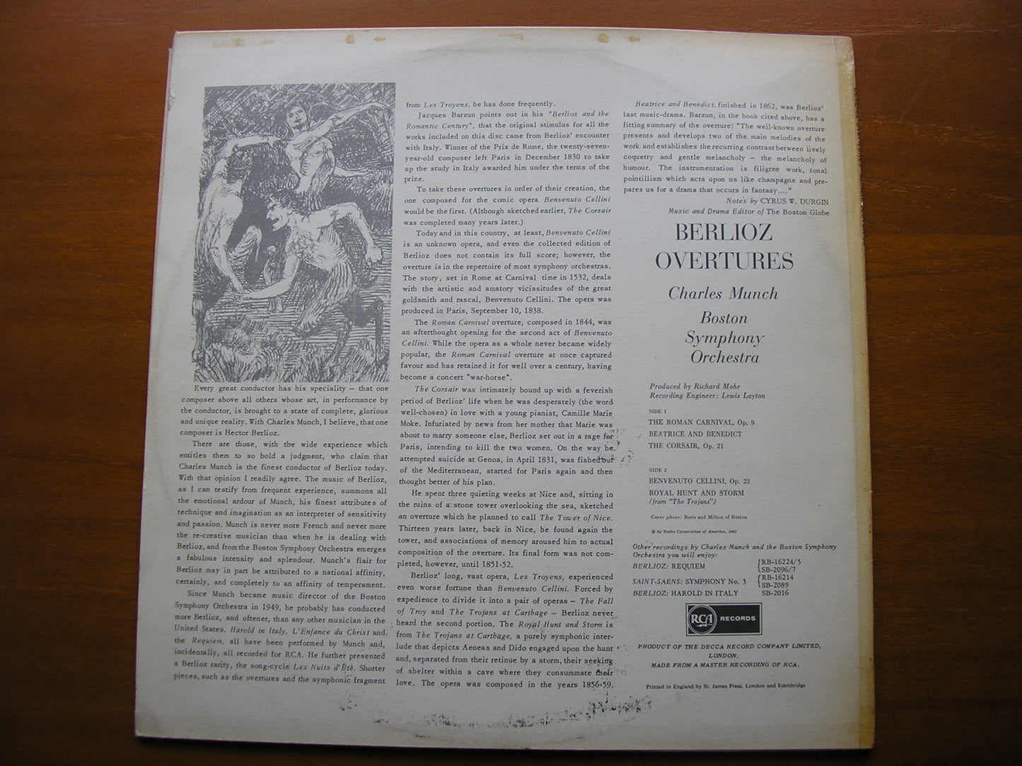 BERLIOZ: OVERTURES CHARLES MUNCH / BOSTON SYMPHONY SB 2125
