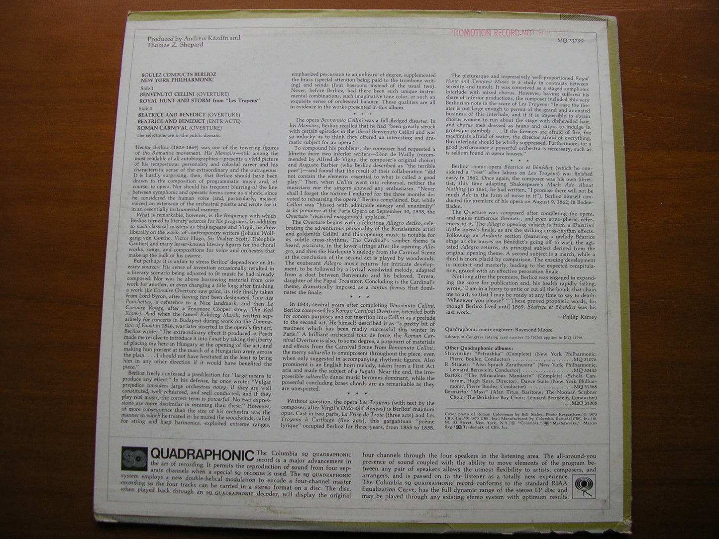 BERLIOZ: OVERTURES / ROYAL HUNT & STORM from LES TROYENS BOULEZ / NEW YORK PHILHARMONIC MQ 31799