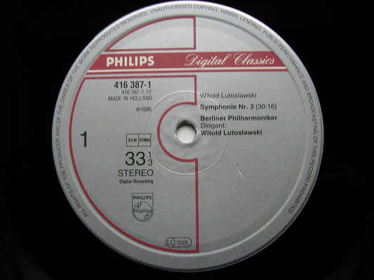 LUTOSLAWSKI: SYMPHONY No. 3 / LES ESPACES DU SOMMEIL FISCHER-DIESKAU / BPO / LUTOSLAWSKI 416 387-1