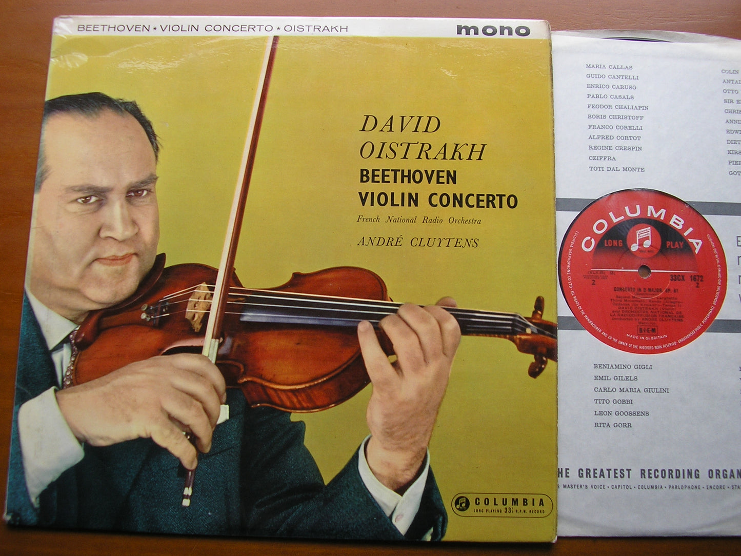 BEETHOVEN: VIOLIN CONCERTO     OISTRAKH / FRENCH NATIONAL RADIO ORCHESTRA / CLUYTENS      33CX 1672