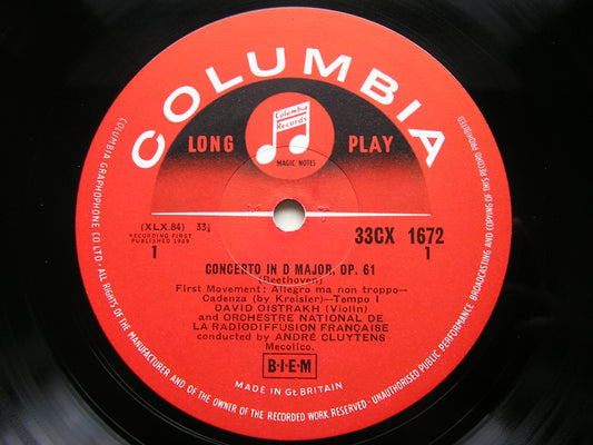 BEETHOVEN: VIOLIN CONCERTO     OISTRAKH / FRENCH NATIONAL RADIO ORCHESTRA / CLUYTENS      33CX 1672