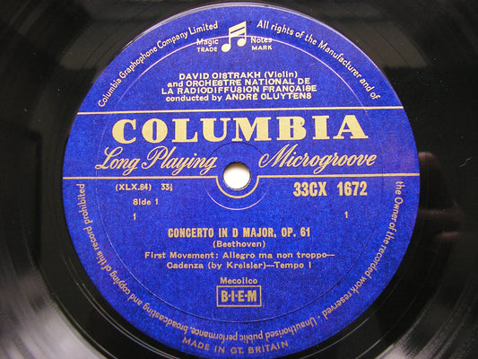 BEETHOVEN: VIOLIN CONCERTO     OISTRAKH / FRENCH NATIONAL RADIO ORCHESTRA / CLUYTENS     33CX 1672