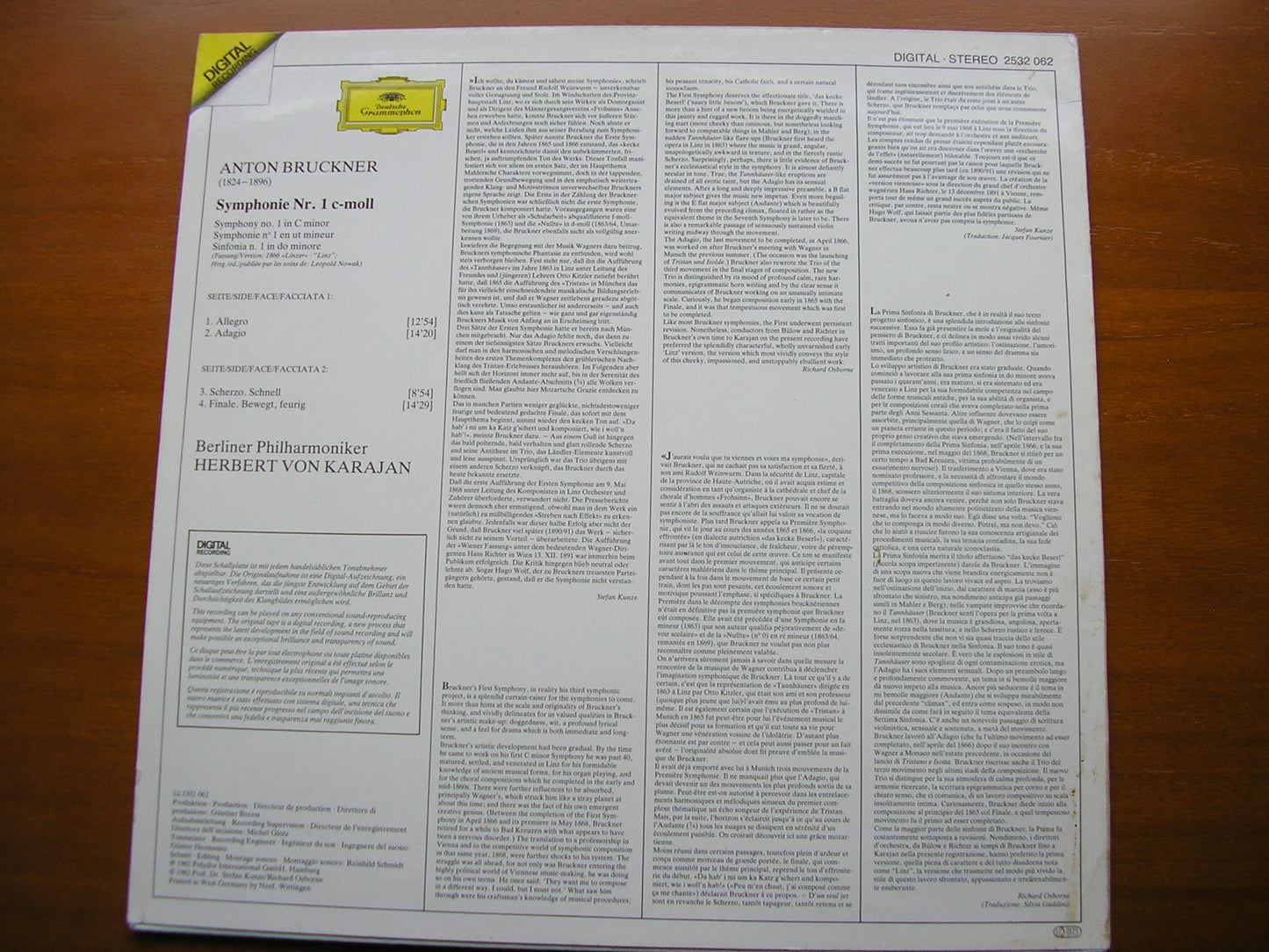 BRUCKNER: SYMPHONY No. 1 KARAJAN / BERLIN PHILHARMONIC 2532 062