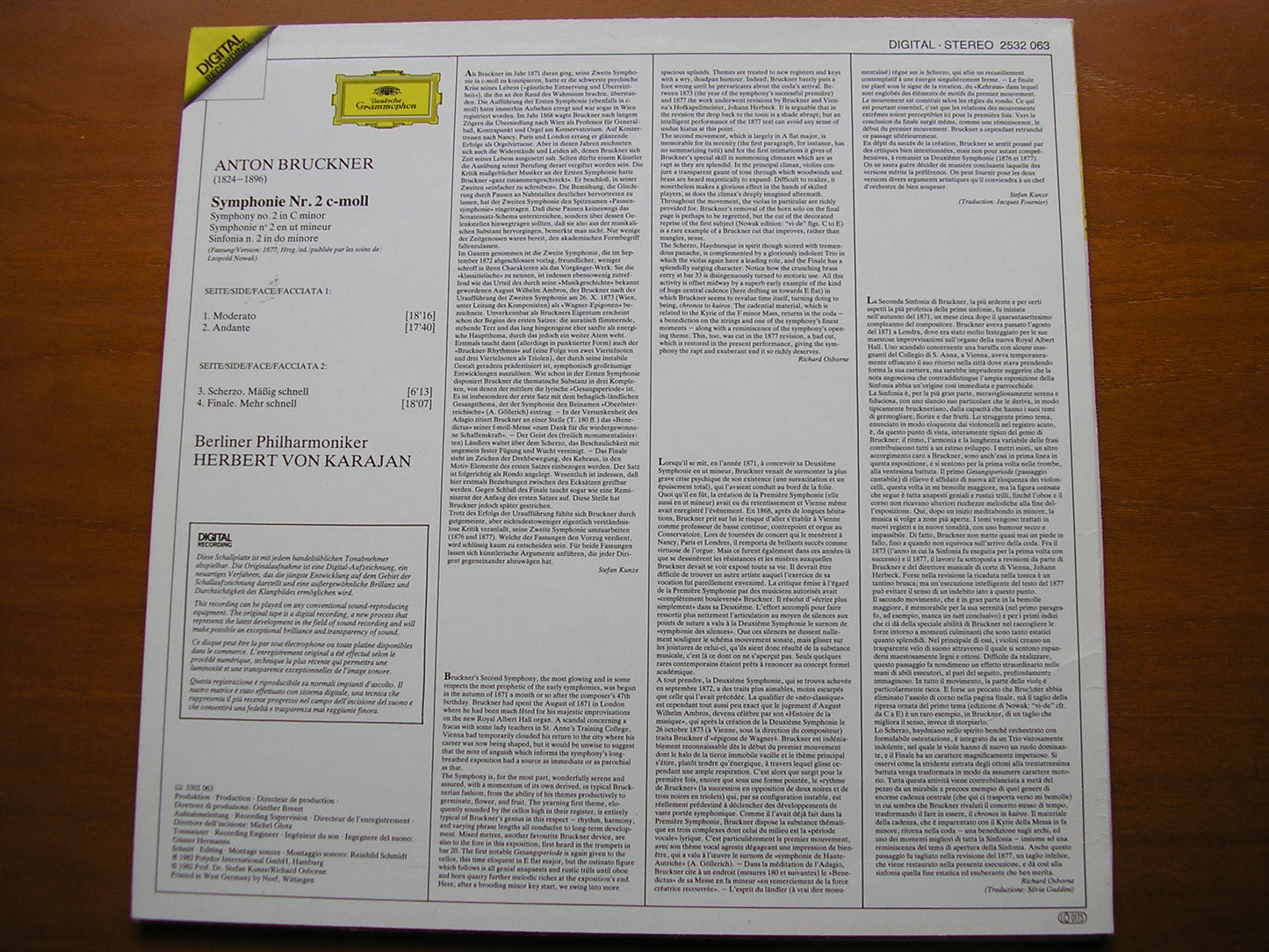 BRUCKNER: SYMPHONY No. 2 KARAJAN / BERLIN PHILHARMONIC 2532 063