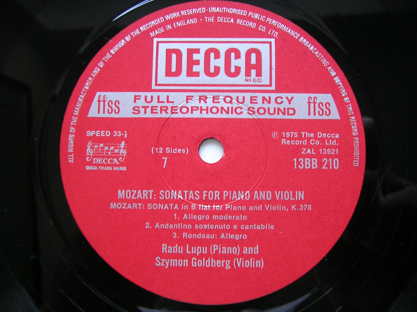 MOZART: SONATAS FOR PIANO & VIOLIN      RADU LUPU / SZYMON GOLDBERG     13 BB 207/12