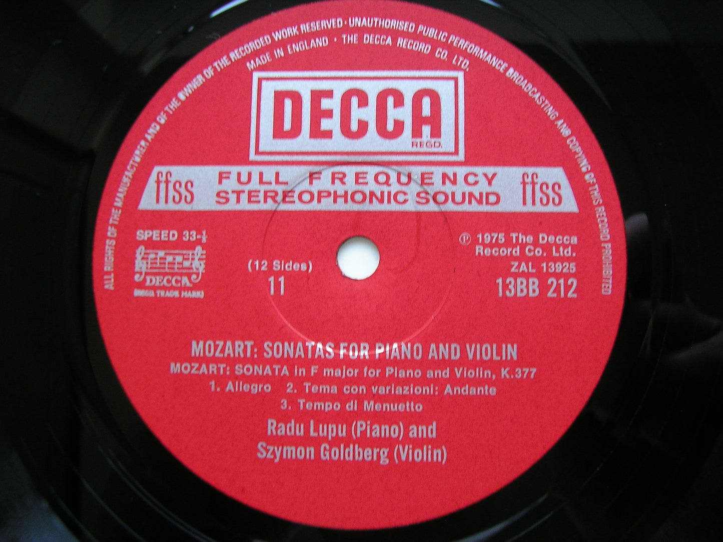 MOZART: SONATAS FOR PIANO & VIOLIN      RADU LUPU / SZYMON GOLDBERG     13 BB 207/12